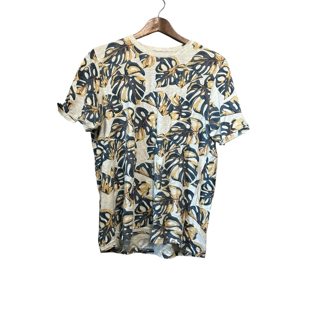 Free Planet Mens‎ Medium Graphic T Shirt Tropical Leaf Print Organic Cotton
